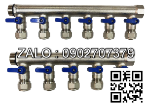 Van bi nhựa PVC lắp ren 6 ngã DN15