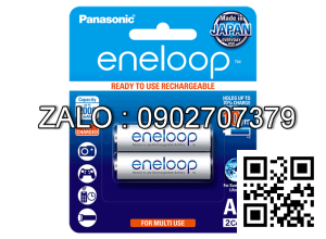 Bộ 2 Pin AA Sạc Eneloop trắng Panasonic BK-3MCCE/2BV