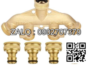 Van thau 5 ngã ren trong ở giữa - 4 khóa thau - 4 đầu nối ống hơi DN33