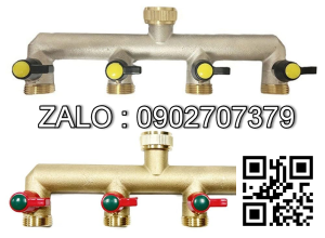 Van thau 5 ngã ren trong ở giữa - 4 đầu nối ống hơi DN8