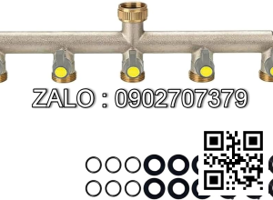 Van thau 6 ngã ren trong ở giữa - 5 khóa - 4 đầu nối ống hơi DN27