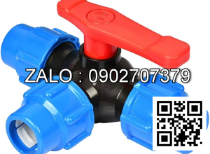 Van bi nhựa PPR rắc co 3 đầu sử dụng ống phi 50