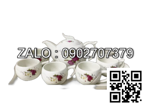 Bộ trà khây bình tròn hoa (nhiều hoa) L8-24