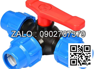 Van bi nhựa PPR 3 ngã sử dụng ống phi 25mm , tay nhựa