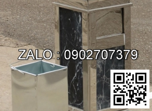 Thùng rác inox trắng đá hoa cương A15