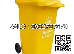 Thùng rác nguy hại 360 Lít Vàng Có 2 Bánh Xe Lớn Nhất