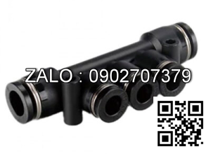 Đầu Nối Khí Chia 3 OD6 mm – OD4 mm Đen Airtac PKG6-4D