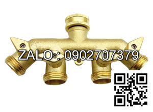 Van thau 5 ngã ren trong ở giữa 4 ren ngoài 4 khóa thau DN35