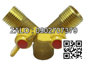 Van thau 3 ngã ren trong ở giữa 2 ren ngoài 2 khóa nhựa DN40