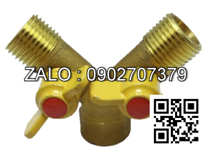 Van thau 3 ngã ren trong ở giữa 2 ren ngoài 2 khóa nhựa DN30