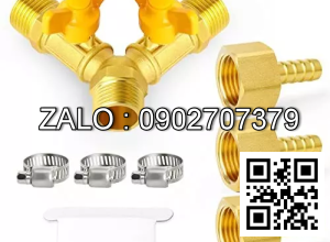 Van thau 3 ngã ren trong ở giữa 2 ren ngoài 2 khóa thau DN15