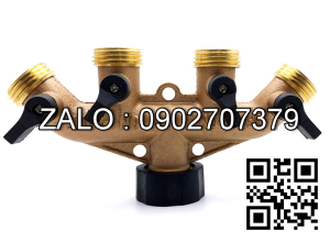 Van thau 5 ngã ren trong ở giữa 4 ren ngoài 4 khóa nhựa DN50