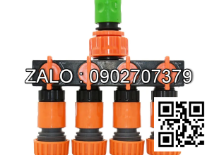 Van nhựa 5 ngã ren trong ở giữa - 4 khóa - 4 đầu nối ống nhanh D21