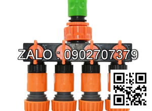 Van nhựa 5 ngã ren trong ở giữa - 4 khóa - 4 đầu nối ống nhanh D27