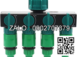 Van nhựa 5 ngã ren trong ở giữa - 4 khóa - 4 đầu nối ống mềm D21