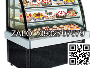 TỦ TRƯNG BÀY BÁNH KÍNH CONG MẦU ĐEN CKE 3SCSB