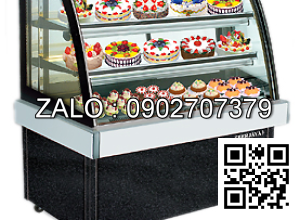 TỦ TRƯNG BÀY BÁNH KÍNH CONG MẦU ĐEN CKE 6SCSB