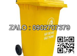 Thùng rác nguy hại 360 Lít Vàng Có 2 Bánh Xe Lớn Nhất