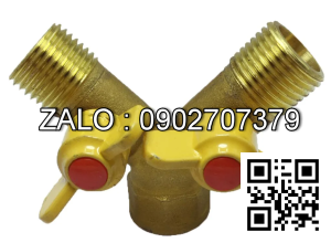 Van thau 3 ngã ren trong ở giữa 2 ren ngoài 2 khóa nhựa DN50