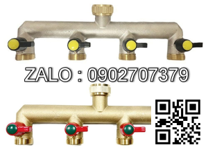 Van thau 5 ngã ren trong ở giữa - 4 đầu nối ống hơi DN30