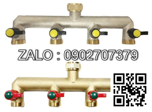 Van thau 5 ngã ren trong ở giữa - 4 đầu nối ống hơi DN10