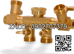 Van thau 5 ngã ren trong ở giữa - 4 đầu nối ống mềm DN8