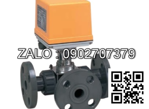 Van bi điện điều khiển nhựa mặt bích 3 ngã DN30