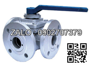 Van bi inox điều khiển khí nén mặt bích 3 ngã DN50