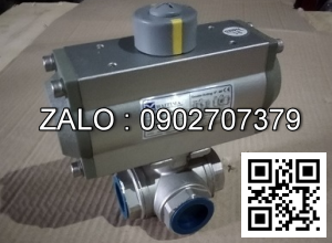 Van bi thép mạ kẽm điều khiển khí nén 3 ngã DN33