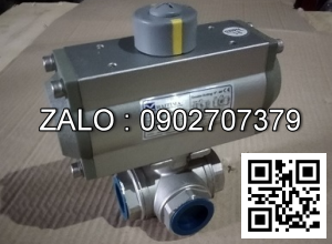 Van bi thép mạ kẽm điều khiển khí nén 3 ngã DN350