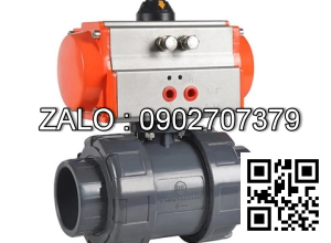 Van bi thép mạ kẽm điều khiển khí nén rắc co 3 ngã DN150