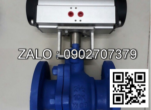 Van bi thép mạ kẽm điều khiển khí nén mặt bích 3 ngã DN50