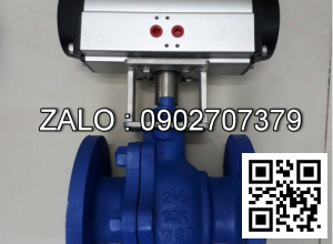 Van bi thép mạ kẽm điều khiển khí nén mặt bích 3 ngã DN80