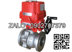 Van bi thép mạ kẽm điều khiển điện rắc co 3 ngã 3 DN80