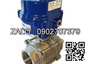 Van bi thép mạ kẽm điều khiển điện mặt bích 3 ngã DN30