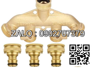 Van thau 5 ngã ren trong ở giữa - 4 khóa thau - 4 đầu nối ống hơi DN8