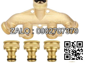 Van thau 5 ngã ren trong ở giữa - 4 khóa thau - 4 đầu nối ống hơi DN33