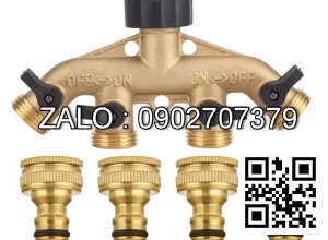 Van thau 5 ngã ren trong ở giữa - 4 khóa nhựa - 4 đầu nối ống hơi DN8