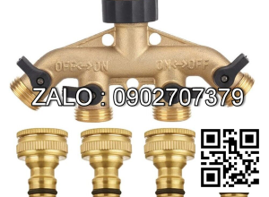 Van thau 5 ngã ren trong ở giữa - 4 khóa nhựa - 4 đầu nối ống hơi DN50