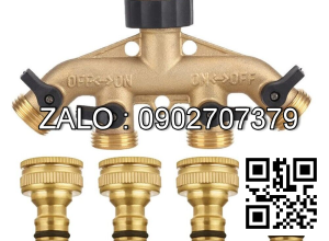 Van thau 5 ngã ren trong ở giữa - 4 khóa nhựa - 4 đầu nối ống hơi DN15