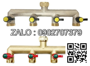 Van thau 5 ngã ren trong ở giữa - 4 đầu nối ống hơi DN35