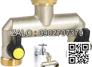 Van thau 3 ngã ren trong ở giữa - 2 khóa - 2 đầu nối ren ngoài DN27