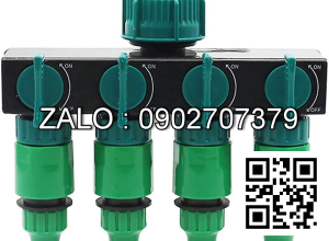 Van nhựa 5 ngã ren trong ở giữa - 4 khóa - 4 đầu nối ống mềm D27