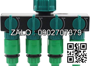 Van nhựa 5 ngã ren trong ở giữa - 4 khóa - 4 đầu nối ống mềm D34