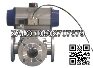 Van Inox 4 ngã mặt bích điều khiển khí nén Ø 34