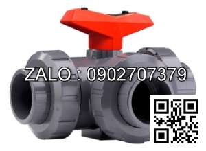 Van bi nhựa rắc co 3 đầu sử dụng ống phi 63 Sunmax