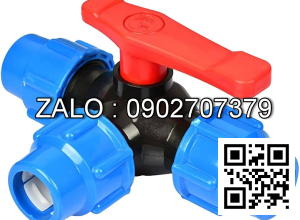 Van bi nhựa PPR rắc co 3 đầu sử dụng ống phi 50
