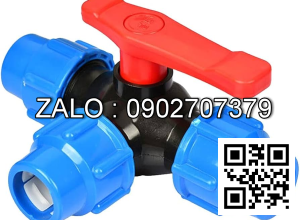 Van bi nhựa PPR 3 ngã sử dụng ống phi 40mm , tay nhựa