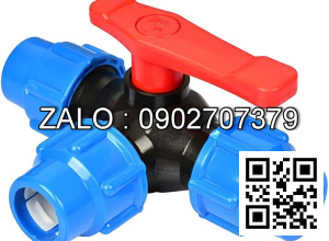 Van bi nhựa PPR 3 ngã sử dụng ống phi 63mm , tay nhựa