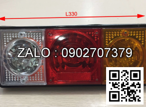 Đèn hậu xe tải (đèn lái) xe ben cửu long, foton, Forland 6 tấn. Đèn 3 khoang vuông, 24v, dài 33cm, rộng 13.5cm